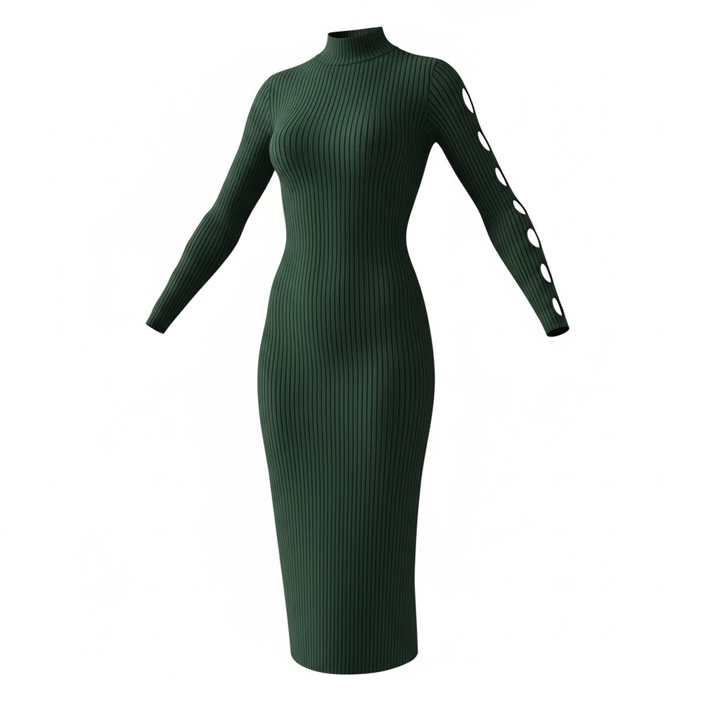 Fashion Nova Green Ribbed Sweater Dress